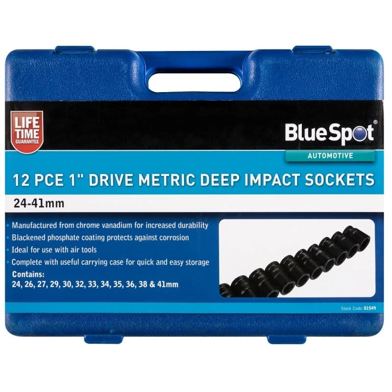 Cheap π Blue Spot Tools 12pc 1 Inch Metric Deep Impact Sockets 24mm To 41mm 01549 Bluespot π 1 Cheap π Blue Spot Tools 12pc 1 Inch Metric Deep Impact Sockets 24mm To 41mm 01549 Bluespot π