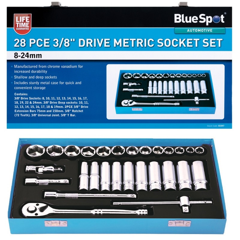 Blue Spot Tools 28pc 3/8 Inch Metric Socket Set 8 to 24mm 01547 Bluespot Outlet ???? Blue Spot Tools 28pc 3/8 Inch Metric Socket Set 8 To 24mm 01547 Bluespot ???? -Silverline Tools Shop unnamed file 1494