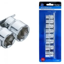 Outlet 👍 Blue Spot Tools 3/8 Inch Socket Set On Rail 01524 3/8" ⭐