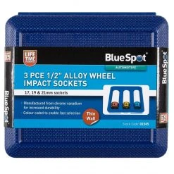 New 🤩 Blue Spot Tools 3Pc 1/2 Inch Alloy Wheel Nut Impact Socket Set 01545 Bluespot ❤️