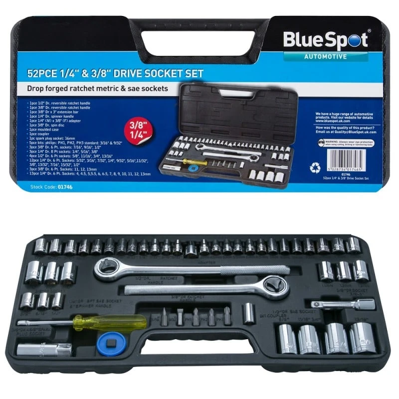 Deals π Blue Spot Tools 52pc 1/4 3/8 And 1/2 Inch Mixed Socket Tool Set 01746 Bluespot π 1 Deals π Blue Spot Tools 52pc 1/4 3/8 And 1/2 Inch Mixed Socket Tool Set 01746 Bluespot π