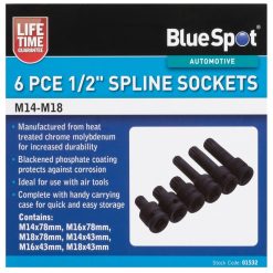 Cheap ???? Blue Spot Tools 6pc 1/2 Inch Spline Socket Set M14 To M18 01532 Bluespot ????