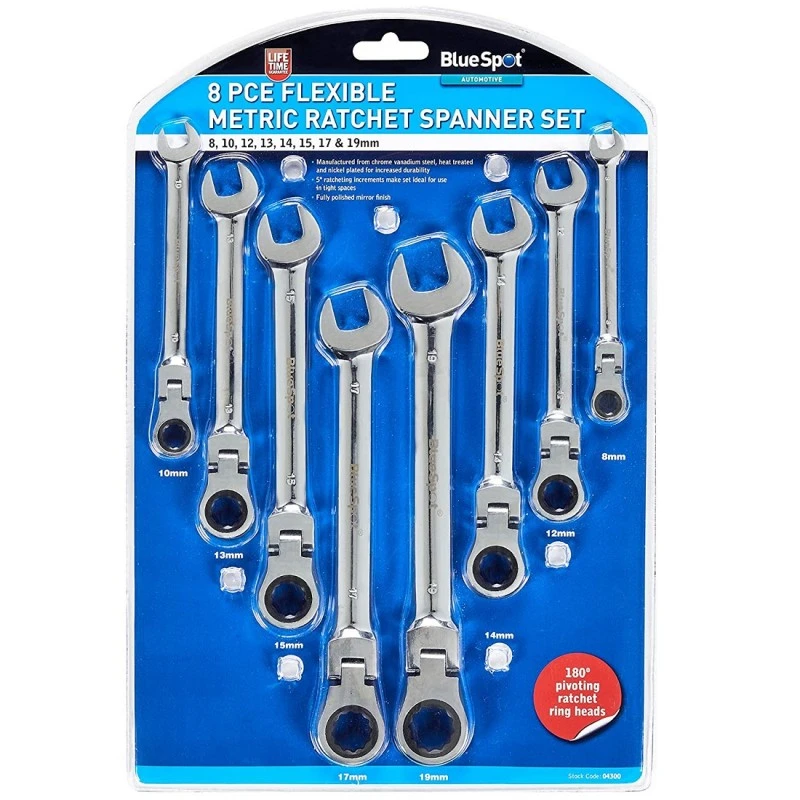 Outlet 😍 Blue Spot Tools Hinged Flexible Head Ratchet Spanner Set 04300 🛒 2 Outlet 😍 Blue Spot Tools Hinged Flexible Head Ratchet Spanner Set 04300 🛒 - Image 2