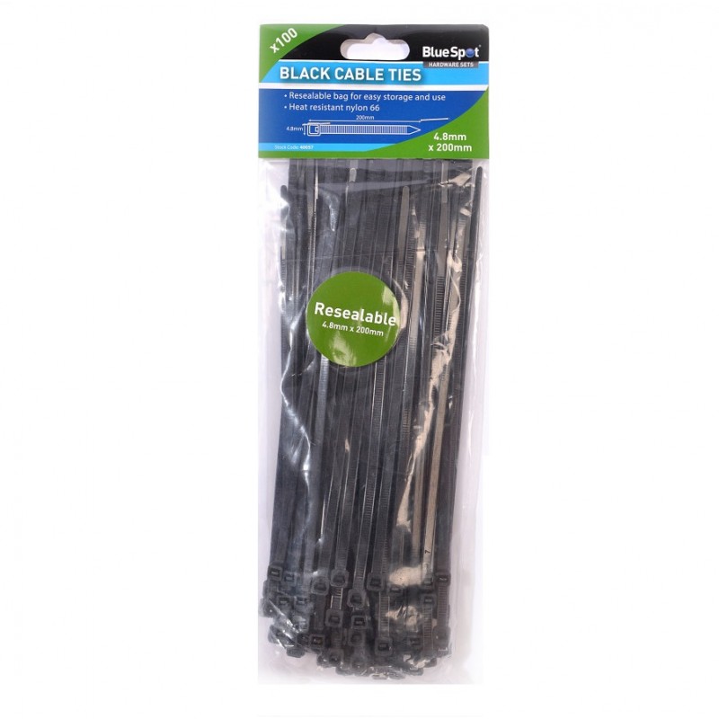 Blue Spot Cable Ties 4.8 200mm Black 100 Pack 40057 Outlet ???? Blue Spot Tools Blue Spot Cable Ties 4.8 200mm Black 100 Pack 40057 ???? -Silverline Tools Shop unnamed file 2030
