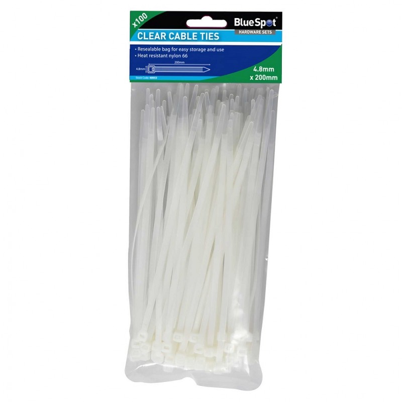 Blue Spot Cable Ties 4.8 200mm White 100 Pack 40053 Cheapest ✔️ Blue Spot Tools Blue Spot Cable Ties 4.8 200mm White 100 Pack 40053 ???? -Silverline Tools Shop unnamed file 2034