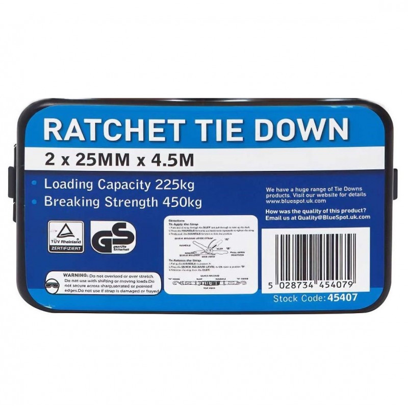 Blue Spot Ratchet Strap Tie Down 25mm 4.5m Twin Pack 45407 New ???? Blue Spot Tools Blue Spot Ratchet Strap Tie Down 25mm 4.5m Twin Pack 45407 ???? -Silverline Tools Shop unnamed file 2042