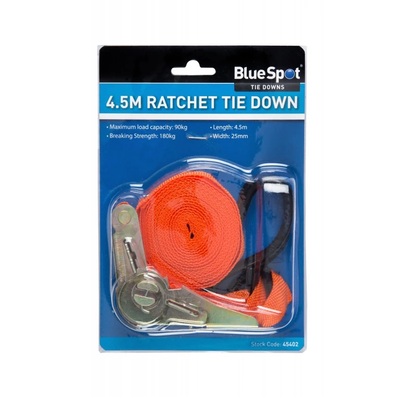 Best Sale 🎉 Blue Spot Tools Orange Ratchet Tie Down Strap 25mm 4.5m 45402 Bluespot ✨ 1 Best Sale 🎉 Blue Spot Tools Orange Ratchet Tie Down Strap 25mm 4.5m 45402 Bluespot ✨