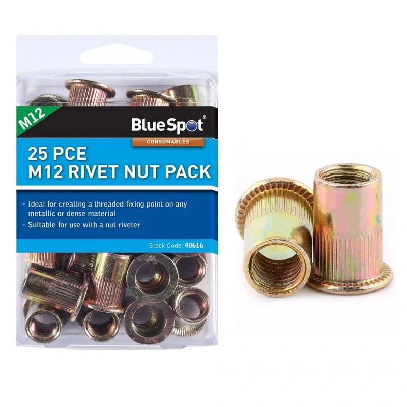 Flash Sale 😀 Blue Spot Tools Blue Spot Threaded M12 Rivet Nut Rivnut Nutsert Rivetnut 40616 🌟 1 Flash Sale 😀 Blue Spot Tools Blue Spot Threaded M12 Rivet Nut Rivnut Nutsert Rivetnut 40616 🌟