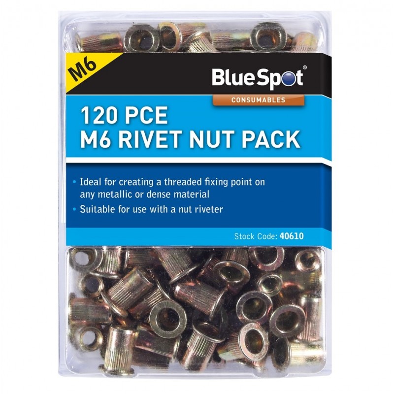 Blue Spot Threaded M6 Rivet Nut Rivnut Nutsert Rivetnut 40610 Best deal ???? Blue Spot Tools Blue Spot Threaded M6 Rivet Nut Rivnut Nutsert Rivetnut 40610 ???? -Silverline Tools Shop unnamed file 80